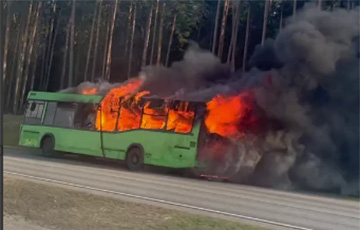 На трассе под Минском сгорел автобус МАЗ
