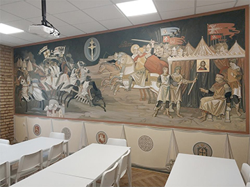 Фотофакт: Витовт и армия под Погоней на новой фреске в православной школе в Гродно