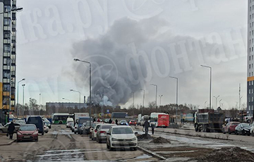 Мощный пожар в районе промзоны в Санкт-Петербурге попал на видео