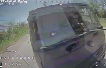 Украинский дрон-камикадзе влетел в лобовое стекло грузовика московитов