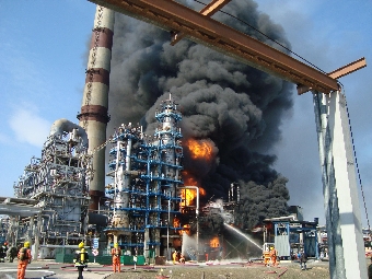 Крупный пожар предотвращен на Мозырском нефтеперерабатывающем заводе