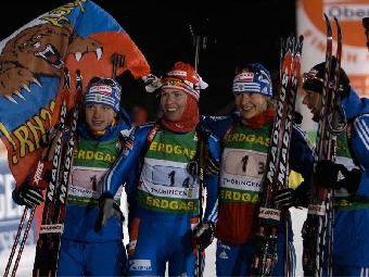 Белорусские биатлонистки выиграли бронзу в эстафете на этапе Кубка мира в Оберхофе