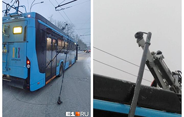 В Екатеринбурге у беларусских троллейбусов стали внезапно отваливаться «рога»