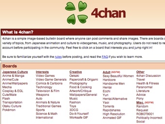 Имиджборд 4chan попал в реестр запрещенных сайтов