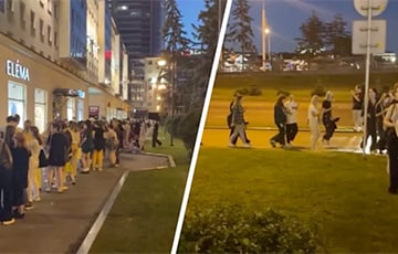 В Минске ночью заметили огромную очередь людей в пижамах