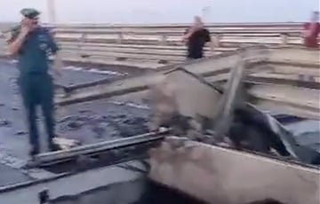 Появилось видео уничтоженного пролета Крымского моста