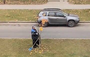 В Гродно дворник нашел оригинальный способ облегчить себе работу и стал звездой