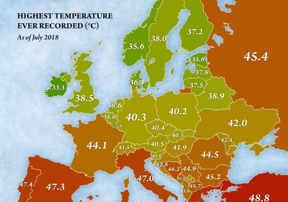 Как выглядит Беларусь на карте температурных рекордов Европы