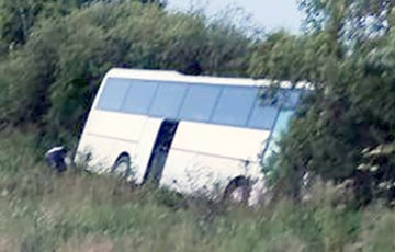 Автобус в Санкт-Петербург с беларусскими туристами «лег» на кусты в кювете