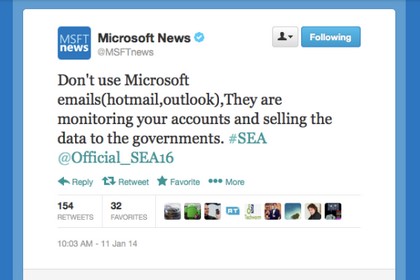 Сирийские хакеры взломали три аккаунта Microsoft в твиттере