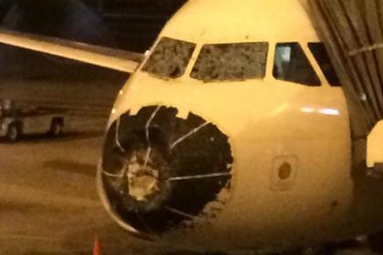 Поврежденный градом самолет совершил экстренную посадку в Денвере